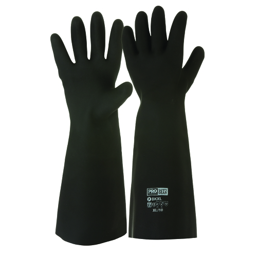 PRO GLOVE BLACK NIGHT LATEX SANITIZED UNFLOCKED 45CM LENGTH LARGE